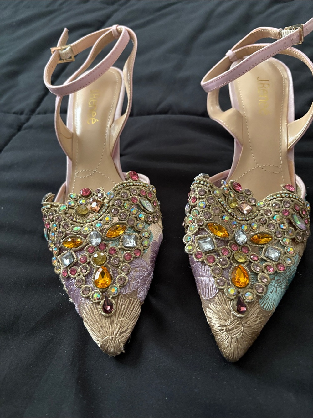 J.Renee Pink Embellished Pointed Toe Heels